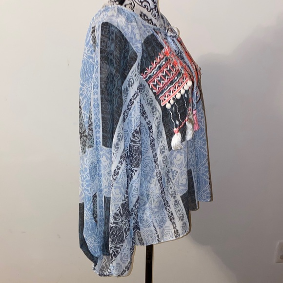 NWT!! Ramy Brook Colorful Embroidered Myra Boho Blouse Size XS Oversized - Picture 9 of 14